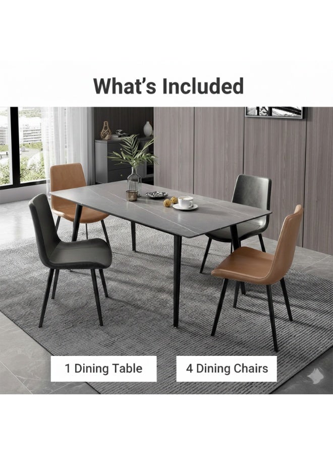 LHFHOMT 5-Pieces Dining Sets, 1 Piece Rectangular Table With with 4 Chairs Modern Design Furniture for Home, Dining Room, Cafeteria - Image 2